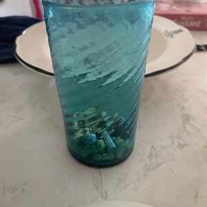 Antique Blue glasses set of 6 hand blown vintage 1940’s